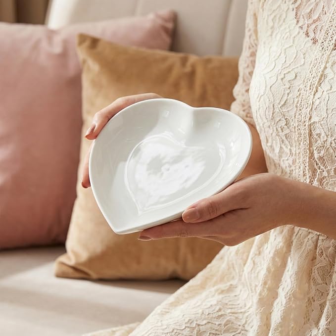5.7" Heart Shaped Plates, Ceramic Salad Dessert Snack Plates Cake Waffles Dish - Image 6