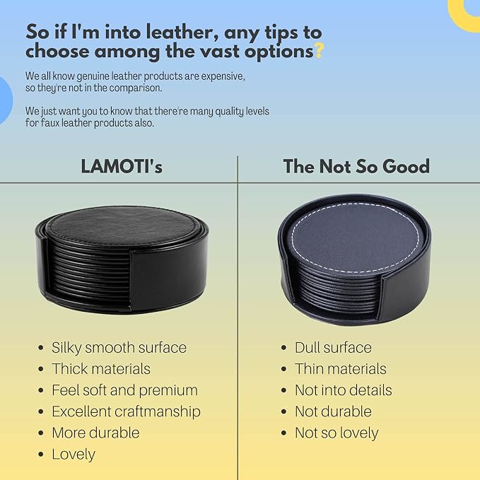 LAMOTI Leather Coasters for Drinks, Handmade Luxurious Home Décor and - Image 3
