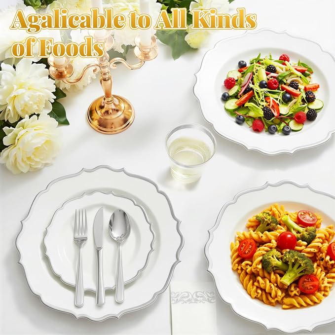 Glowserve 175 Piece Disposable Plastic Plates Dinnerware Set - Image 2