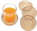 VIBRATITE 4 Inch Glass Coasters Set of 4, Amber Round Drink Coasters | by VIBRATITE