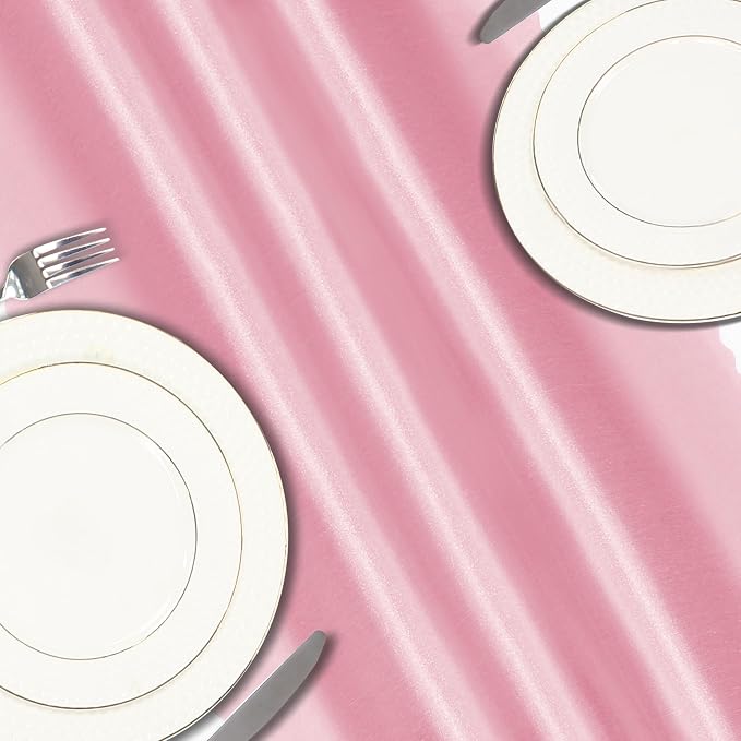 VACVELT Blush Pink Satin Table Runners, 12x72 Inch, 2 Pack, Scalloped Edge | - Image 5
