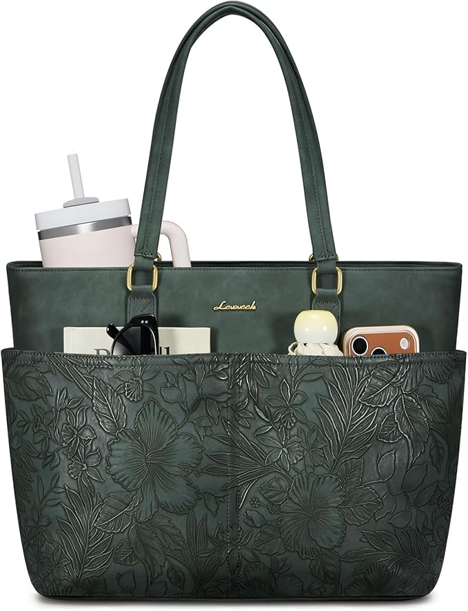 LOVEVOOK Work Tote Bags for Women, Embossed Retro Leather 17.3 Inch Laptop Bag by LOVEVOOK