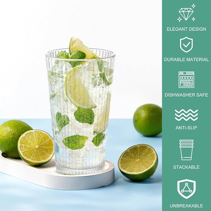 Topsky 20-ounce Plastic Water Tumblers | Set of 4 Transparent Unbreakable - Image 3