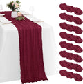 8 Pack Burgundy Cheesecloth Table Runners 20x120 Inch Gauze Table Runner 10FT by Yorcari