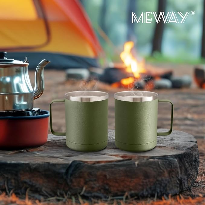 MEWAY 12oz Coffee Mug With Handle 4 Pack Bulk, Stainless Steel Insulated Travel - Image 7