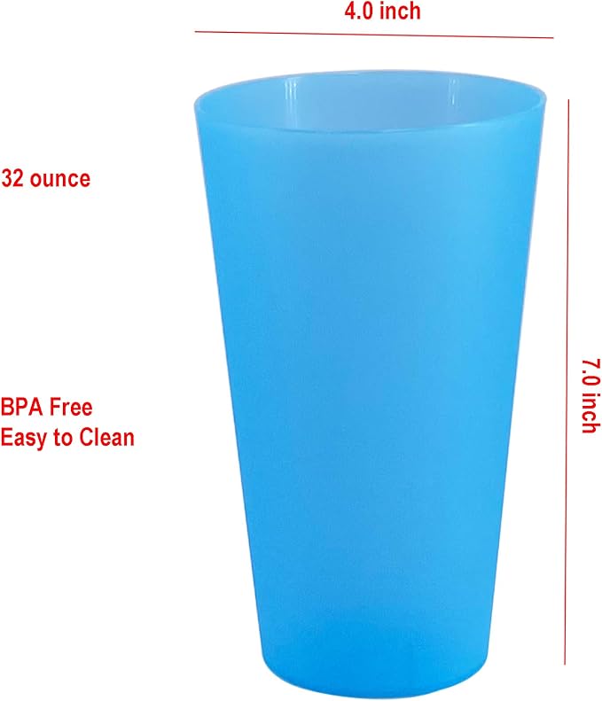 32 oz Plastic Cups Large Reusable set 12, Plastic Tumbler Assorted | Food Grade - Image 8