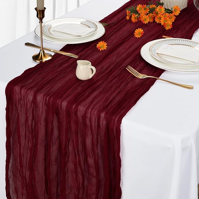 6 Pack Burgundy Cheesecloth Table Runner 10Ft Gauze Red Cheese Cloth Runner - Image 4