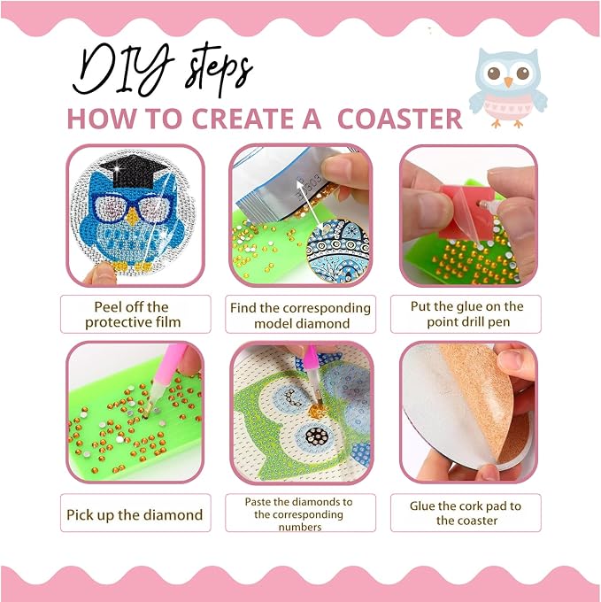6 Pcs Owls Shaped Diamond Painting Kits, Diamond Painting Kits - Image 3