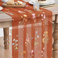 Artoid Mode Wildflower Floral Caramel Gauze Embroidery Table Runner 120 Inch by ArtoidMode