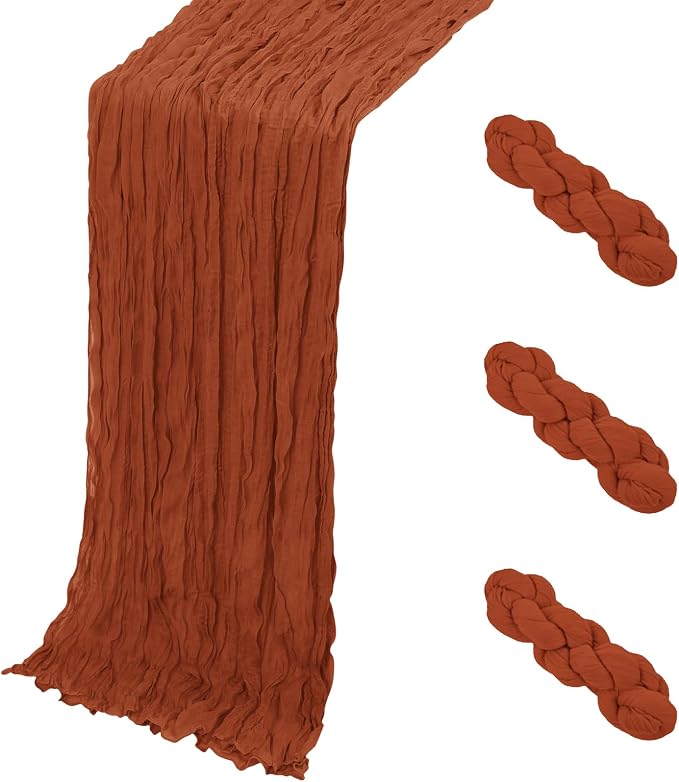 3 Pack Terracotta Cheesecloth Table Runner, 17 x 108 Inch, Gauze Cheese Cloth by Yorcari