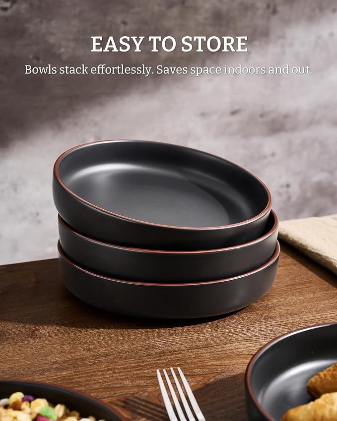 famiware Mercury Pasta Bowls Set of 6, 33 oz Large Salad Bowls, Lead-free and - Image 5