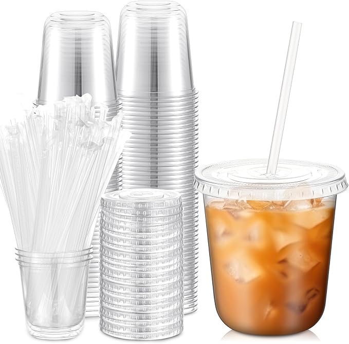 Ziliny 50 Sets 12 oz Clear Plastic Cups by Ziliny