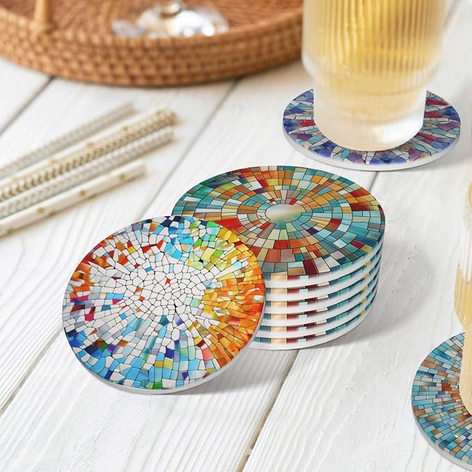 Coasters Set of 6, Coasters for Drinks Absorbent Stone - Image 8