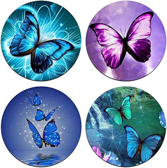 Beautiful Butterfly Round Coaster Set by QJ+CMJ