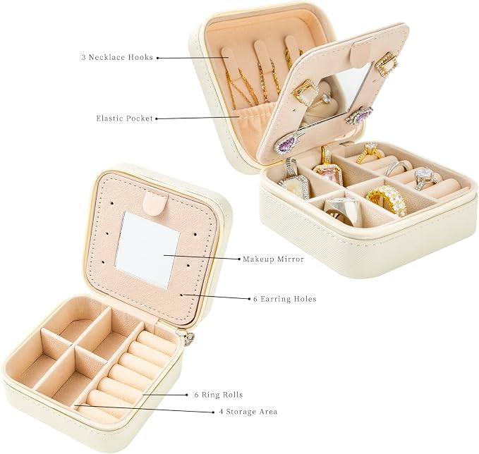 KElofoN Travel jewelry case Travel jewelry box Travel Jewelry Organizer Small - Image 3