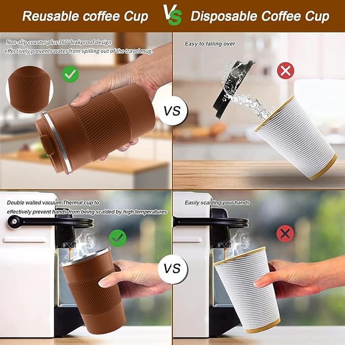 Insulated Travel Coffee Mug, Stainless Steel Coffee Cup - Image 5