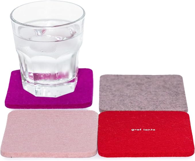 Graf Lantz - Bierfilzl Merino Wool Square Coasters Set of 4 - Love - Absorbs by GrafLantz