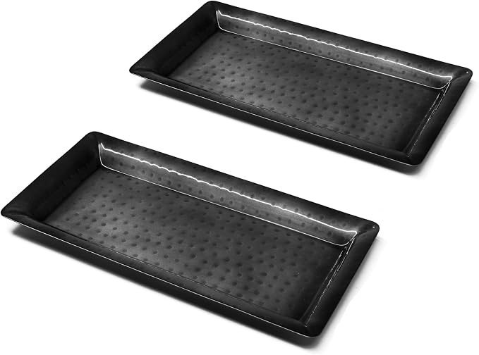 Monarch Abode Decorative Tray – 12-Inch Hand Hammered Dark Grey Metal Bathroom by MonarchAbode