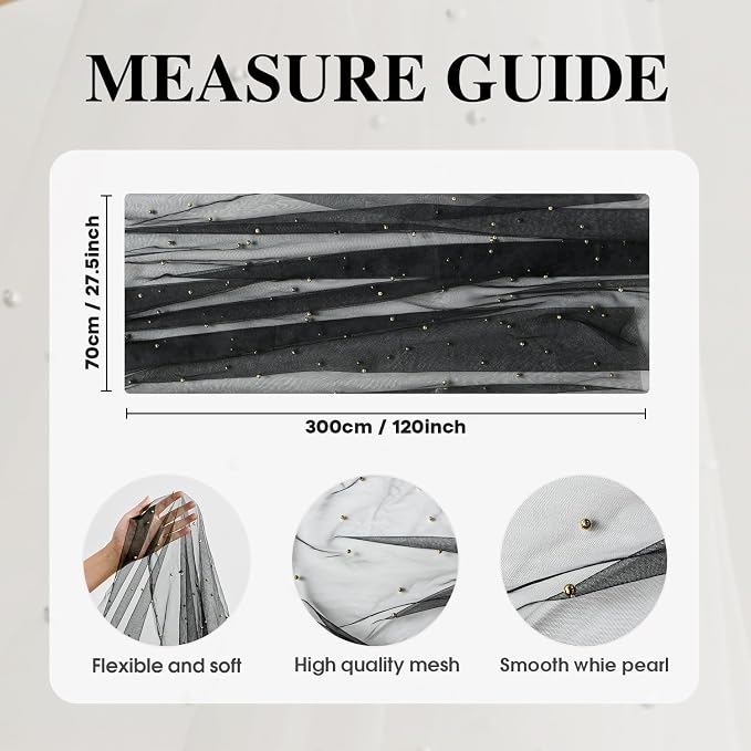 Artoid Mode 10PCS Pearl Black Gauze Table Runner 120 Inch 10FT, Seasonal Sheer - Image 7