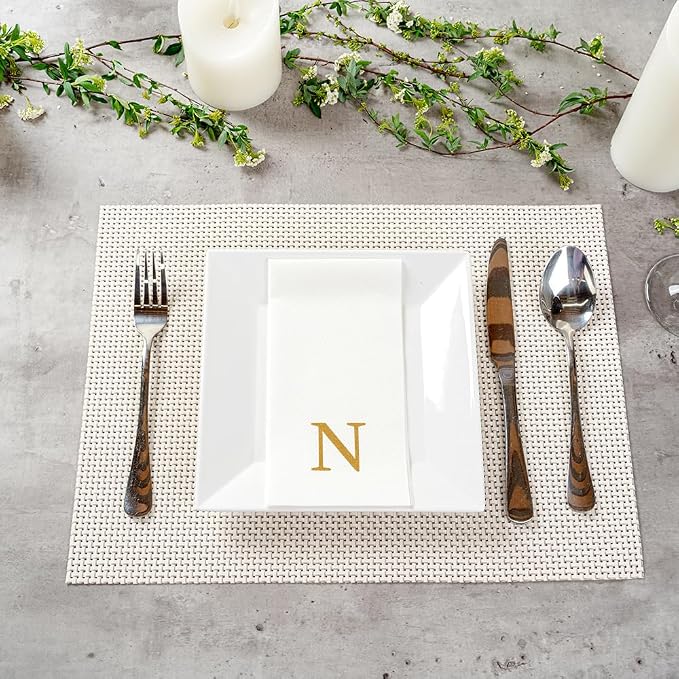 Luxenap 15.8 X 7.9 Inch Linen-Feel Guest Towels, 50 Lettered Hand Towels - Image 4