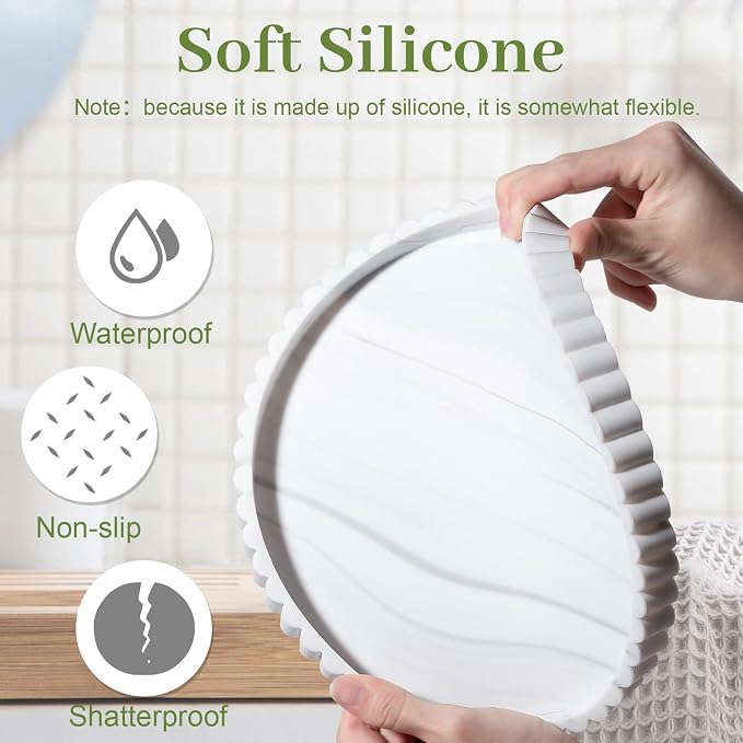 Round Bathroom Tray Perfume Organizer Coffee Table Decor, Heat-Resistant - Image 3