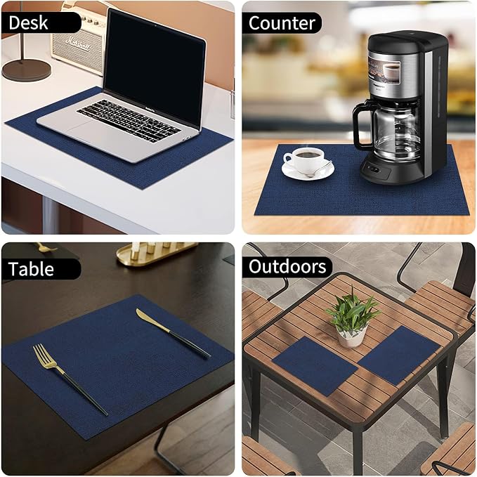 Faux Leather Heat Resistant Placemats 4 Packs, Waterproof Wipeable Dining PU - Image 9