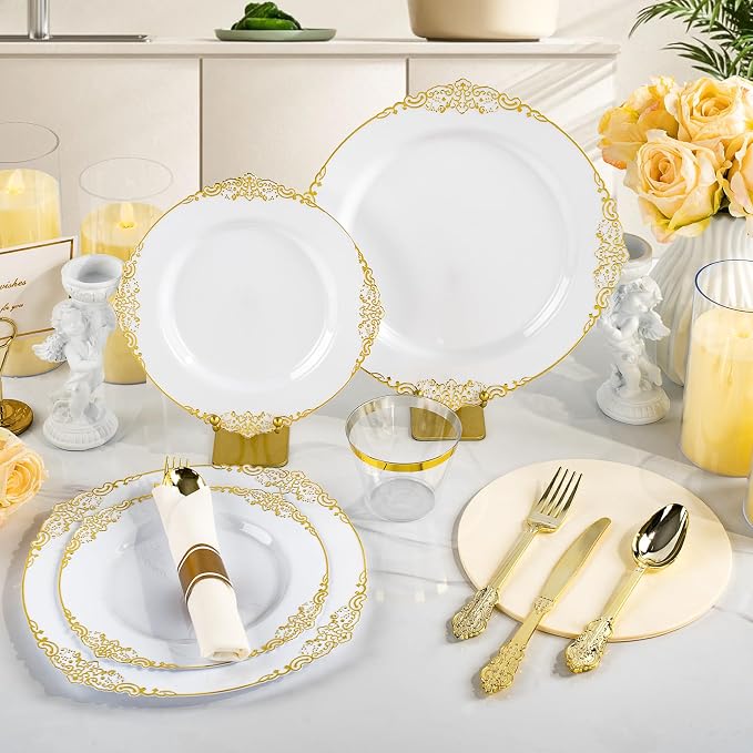 Bestluck 700PCS Gold Disposable Dinnerware - Image 4