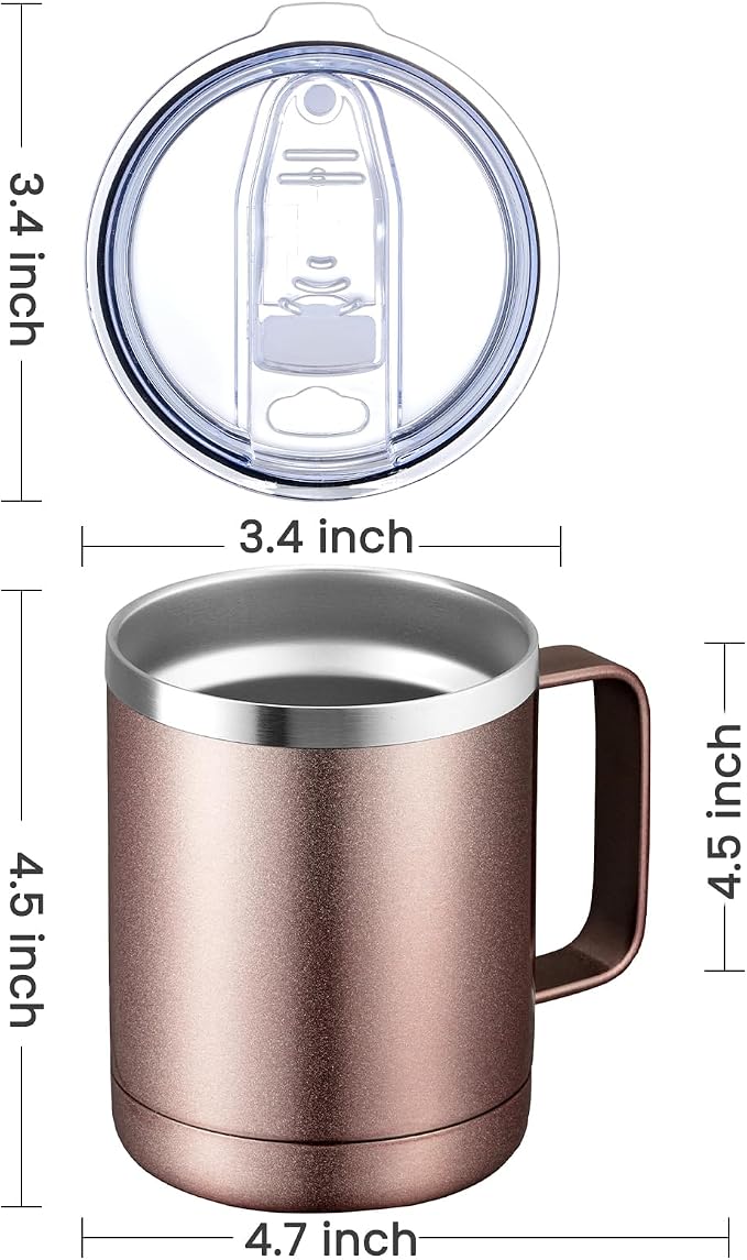 MEWAY 12oz Coffee Mug With Handle 2 Pack Bulk, Stainless Steel Insulated Travel - Image 4