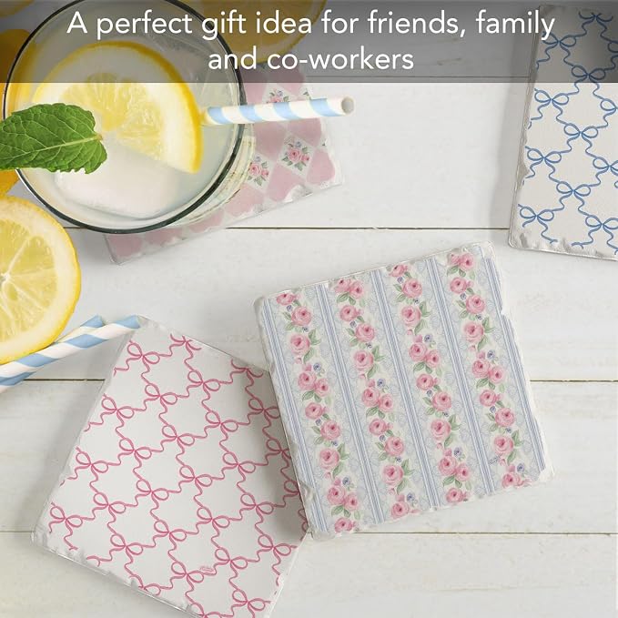 Thirstystone Pure Romance 4 Pack Assorted Tumbled Tile Stone Coasters | 4" - Image 4