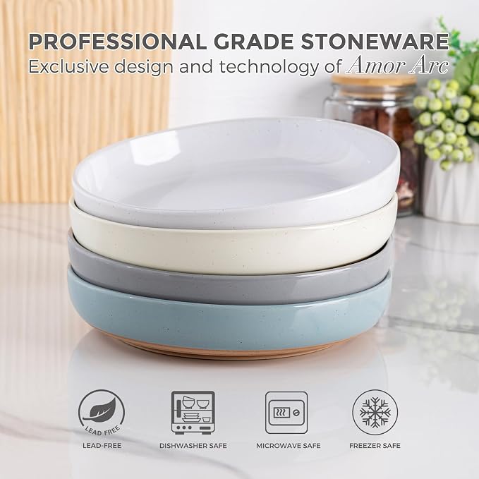 AmorArc 8.75'' Large Ceramic Pasta Bowls, 36oz Handpainted Stoneware Bowls Set - Image 3