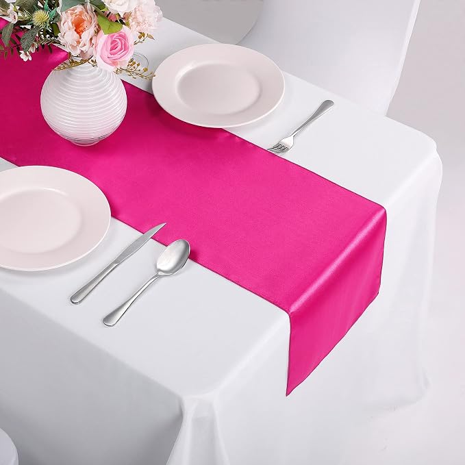 15-Pack Satin Table Runner Fuchsia 12 x 108 inches Long, Table Runners - Image 6