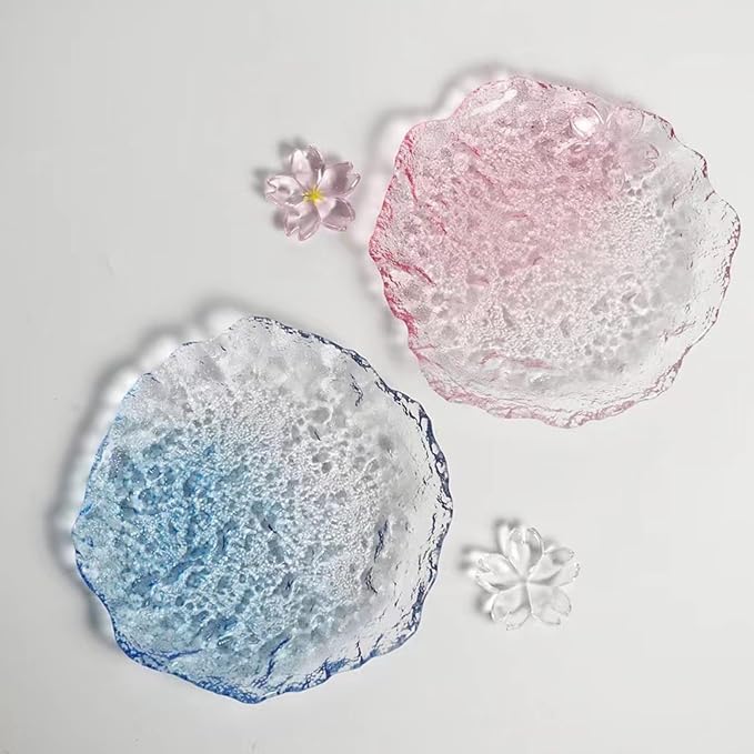 Lead-Free Crystal Glass Irregular Plate Coasters, Gradient Blue Design - Image 4