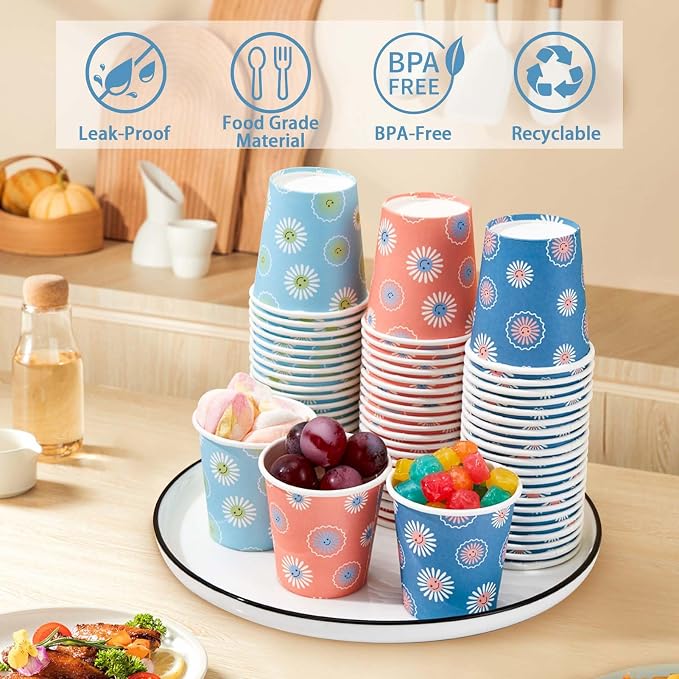 SIUQ 1200 Pack 3 oz Paper Cups, Small Disposable Bathroom Cups 3 Ounce | Ideal - Image 6