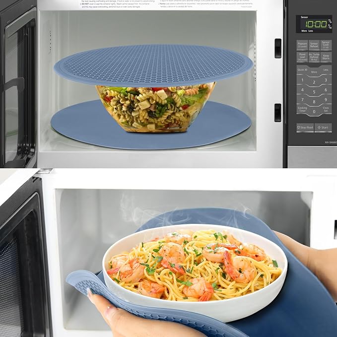 Extra Large Silicone Microwave Mat & Food Cover- Mat as Bowl Holder, Cover - Image 2