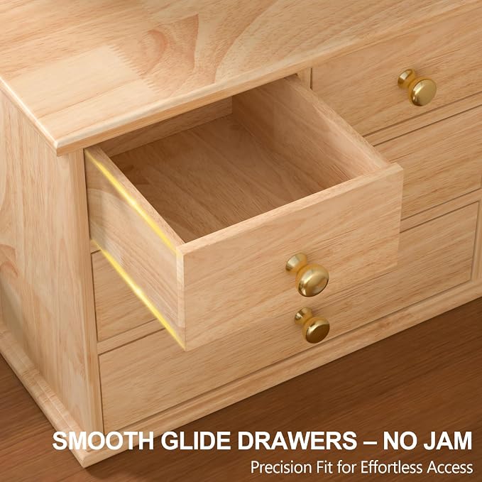 Oak Desk Organizer with Drawers, Durable Wooden Desktop Storage Box | 5 Drawer - Image 6