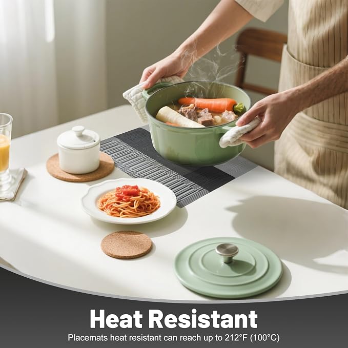 Placemats Set of 6，Non-Slip PVC Weave Table Mats Easy to Clean，Heat Resistant - Image 4