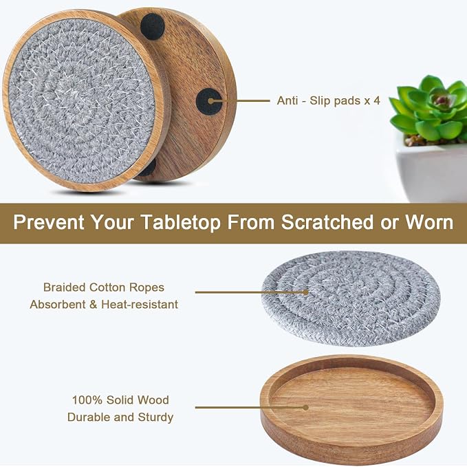 Eykao 6 Pack Coasters for Drinks Absorbent, 4.3 inches Cute Coasters for Kitchen - Image 5