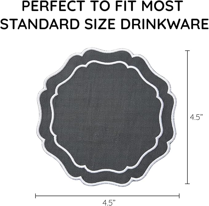 Drink Coasters Set of 6, 6x6 inch, Absorbent Linen Drink Mats - Image 3