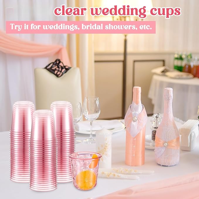 Ziliny 100 Pcs Disposable Stemless Glasses 12oz Crystal Plastic Wine Glasses - Image 5