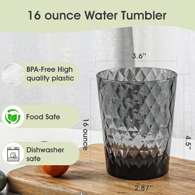 BPA-Free Plastic Tumblers 6 Pack | Reusable Dishwasher Safe | Stackable - Image 2