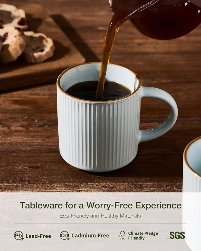 famiware Star Coffee Mug Set for 4, Handcrafted 12 oz Ceramic Stoneware Mugs - Image 6