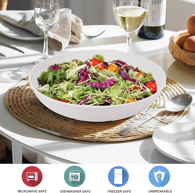 Salad Bowls 10inch Serving Bowls 65oz Large Salad Bowls Wheat Straw Bowls Set - Image 5