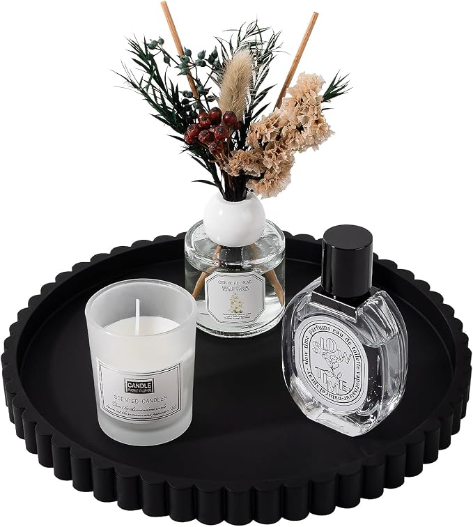 Round Bathroom Tray Perfume Organizer Coffee Table Decor, Heat-Resistant by Heagoale