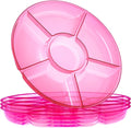 Plasticpro 6 Sectional Round Plastic Serving Tray/Platters Pink Pack of 8 by PLASTICPRO