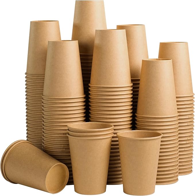 Clawsoff 180 Pack 12 oz Coffee Cups Brown Kraft Disposable Hot Paper Cups | by BuyNow