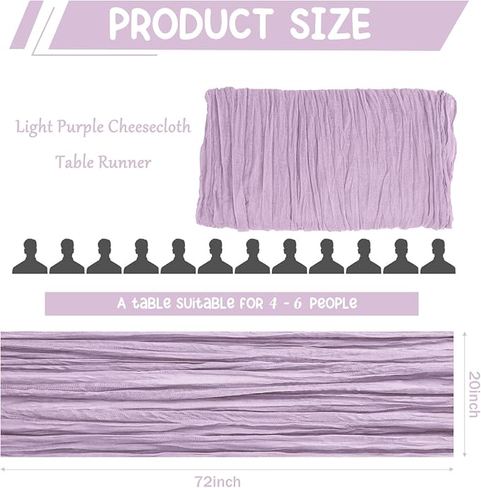 10 Pack Cheesecloth Table Runner 6FT Boho Gauze Rustic Fabric Table Runner - Image 2