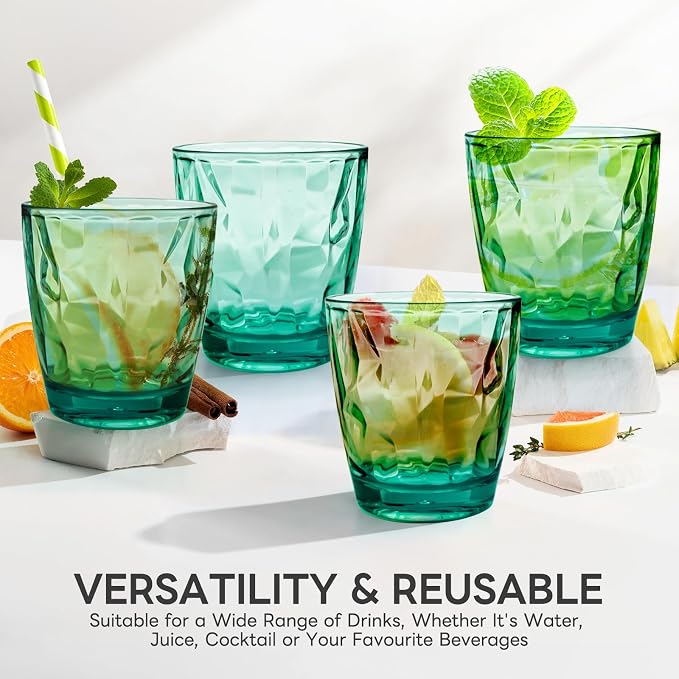 Topsky 10 oz Plastic Water Tumblers | Set of 4 Transparent Unbreakable Drinking - Image 6
