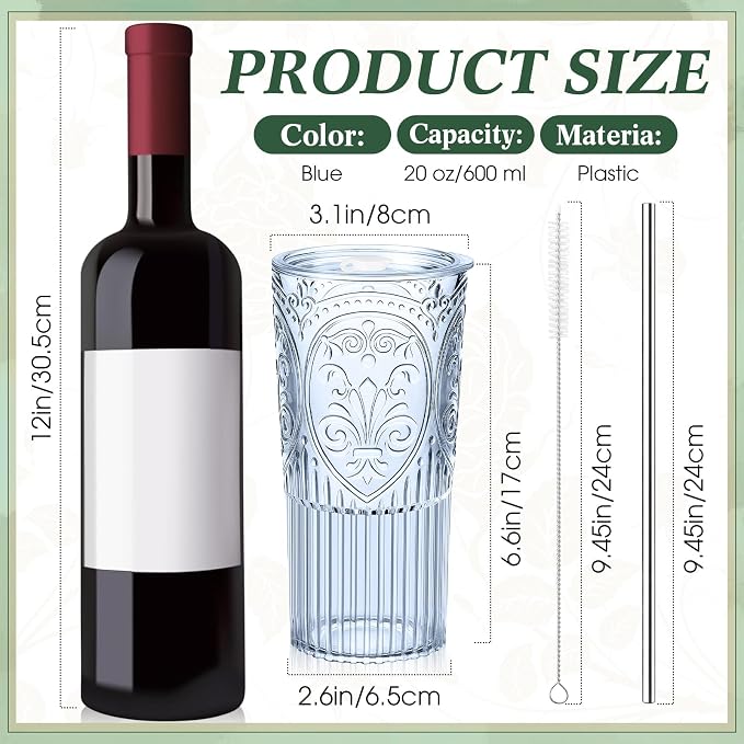 4 Set 20oz Vintage Plastic Tumbler - Image 2