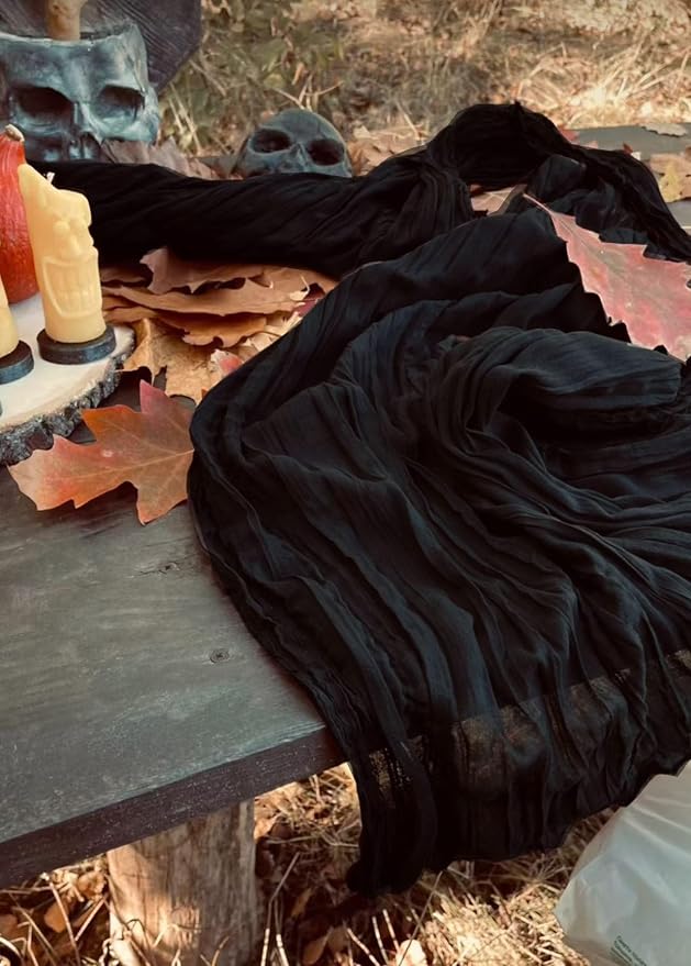 6Pack Black Cheesecloth Table Runner 20 x 120 inch Gauze Table Runner Black | - Image 7