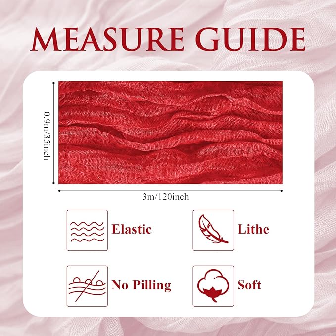 Cheesecloth Table Runner 10FT 2Pcs Red Boho Gauze Sheer Runners | Cheese Cloth - Image 2
